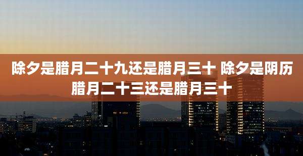 除夕是腊月二十九还是腊月三十 除夕是阴历腊月二十三还是腊月三十
