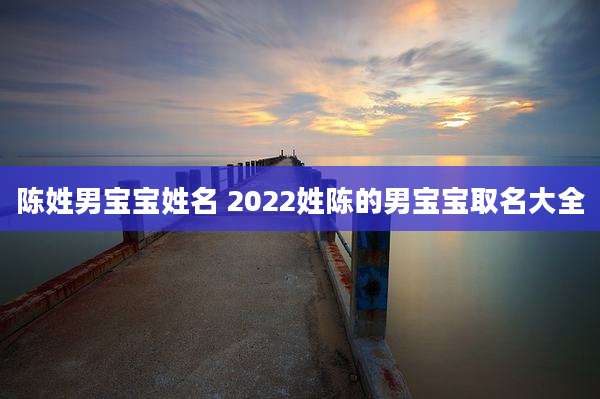 陈姓男宝宝姓名 2022姓陈的男宝宝取名大全