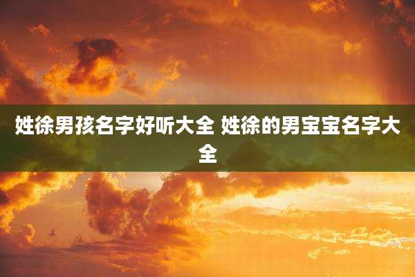 姓徐男孩名字好听大全 姓徐的男宝宝名字大全