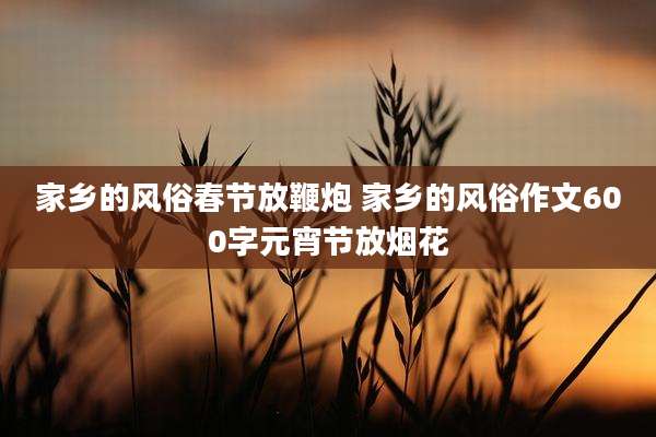 家乡的风俗春节放鞭炮 家乡的风俗作文600字元宵节放烟花