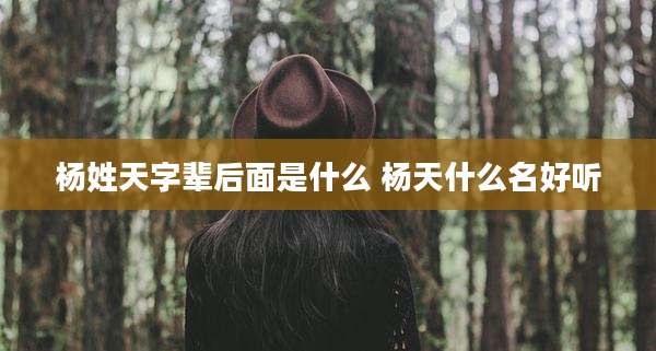 杨姓天字辈后面是什么 杨天什么名好听