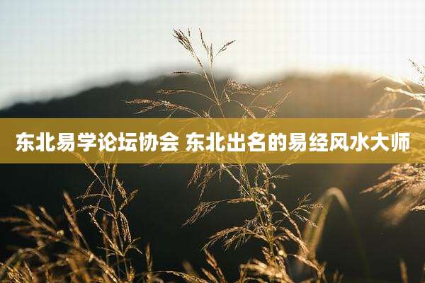 东北易学论坛协会 东北出名的易经风水大师