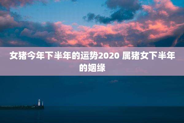 女猪今年下半年的运势2020 属猪女下半年的姻缘