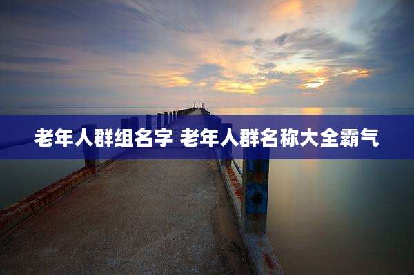 老年人群组名字 老年人群名称大全霸气
