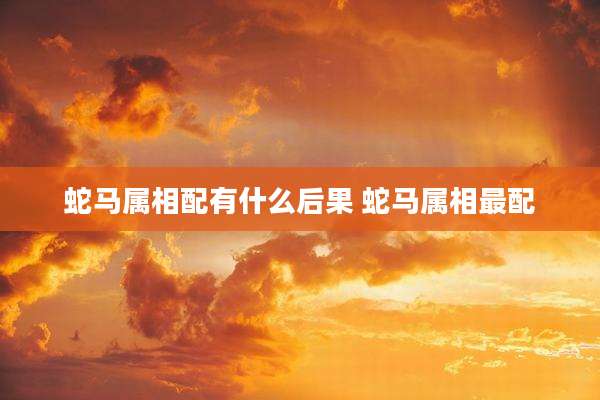 蛇马属相配有什么后果 蛇马属相最配