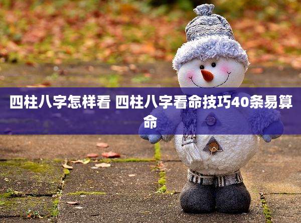 四柱八字怎样看 四柱八字看命技巧40条易算命