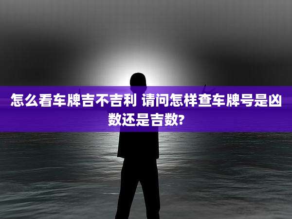 怎么看车牌吉不吉利 请问怎样查车牌号是凶数还是吉数?