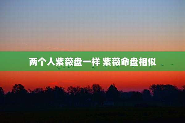 两个人紫薇盘一样 紫薇命盘相似