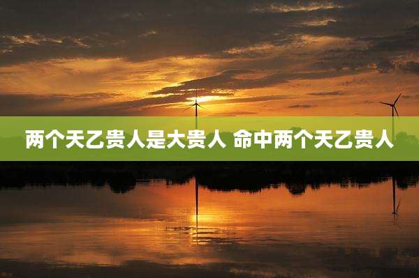 两个天乙贵人是大贵人 命中两个天乙贵人