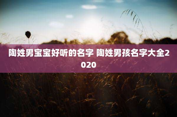 陶姓男宝宝好听的名字 陶姓男孩名字大全2020