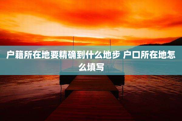 户籍所在地要精确到什么地步 户口所在地怎么填写