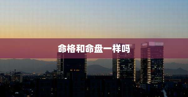 命格和命盘一样吗
