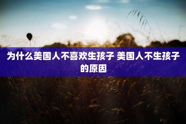 为什么美国人不喜欢生孩子 美国人不生孩子的原因