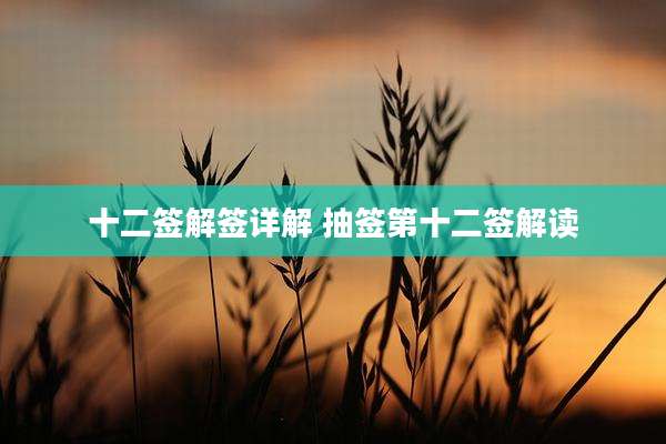 十二签解签详解 抽签第十二签解读