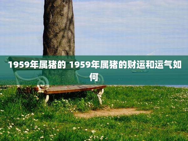 1959年属猪的 1959年属猪的财运和运气如何