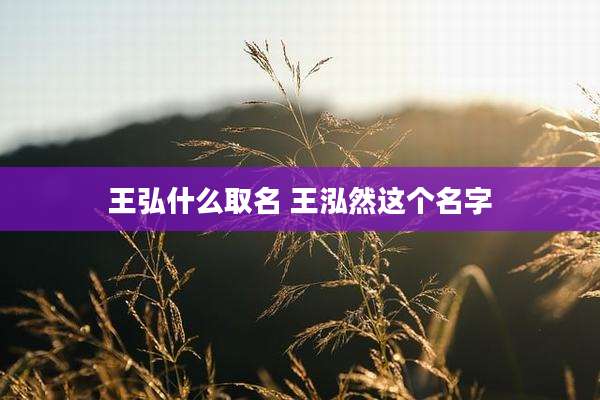 王弘什么取名 王泓然这个名字
