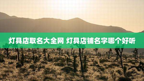 灯具店取名大全网 灯具店铺名字哪个好听