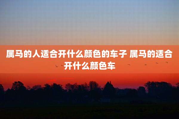 属马的人适合开什么颜色的车子 属马的适合开什么颜色车