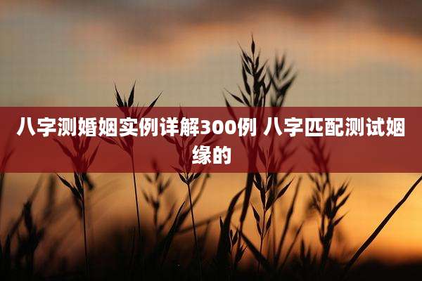 八字测婚姻实例详解300例 八字匹配测试姻缘的