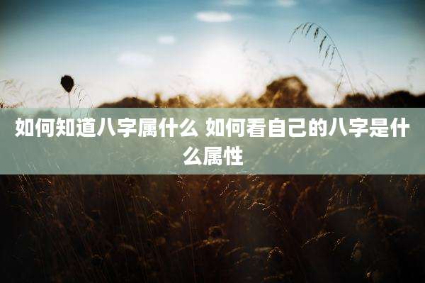 如何知道八字属什么 如何看自己的八字是什么属性