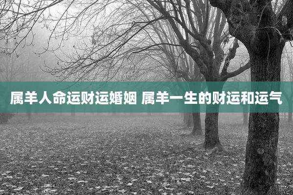 属羊人命运财运婚姻 属羊一生的财运和运气