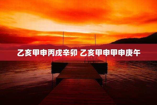 乙亥甲申丙戌辛卯 乙亥甲申甲申庚午