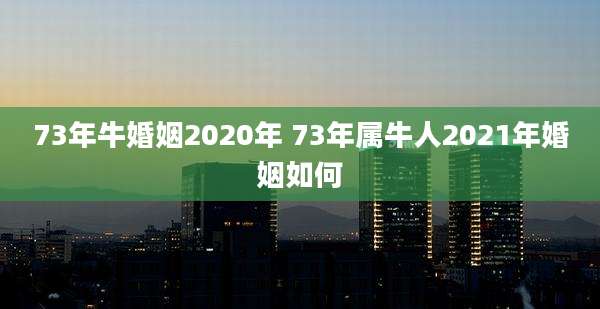 73年牛婚姻2020年 73年属牛人2021年婚姻如何