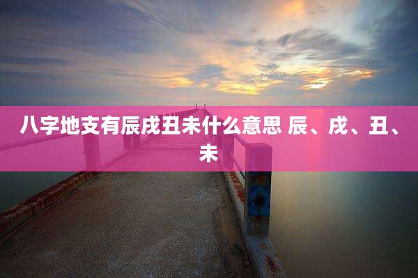 八字地支有辰戌丑未什么意思 辰、戌、丑、未