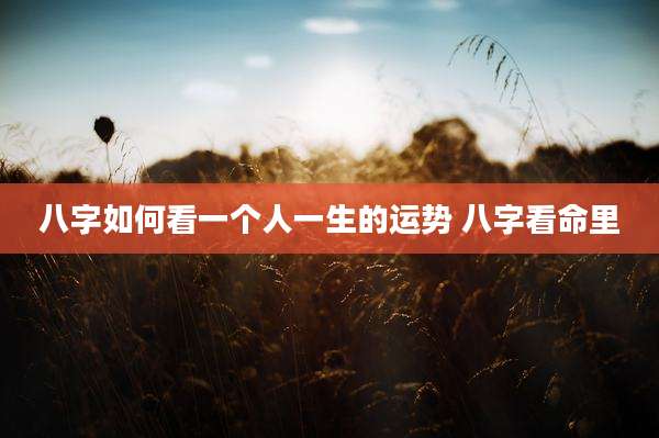 八字如何看一个人一生的运势 八字看命里