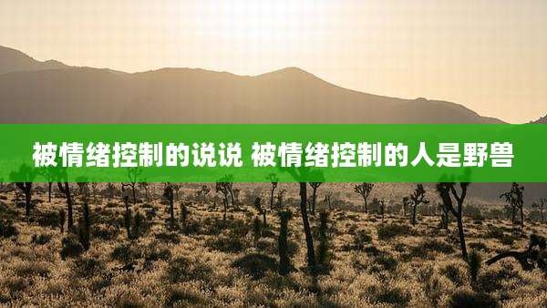 被情绪控制的说说 被情绪控制的人是野兽