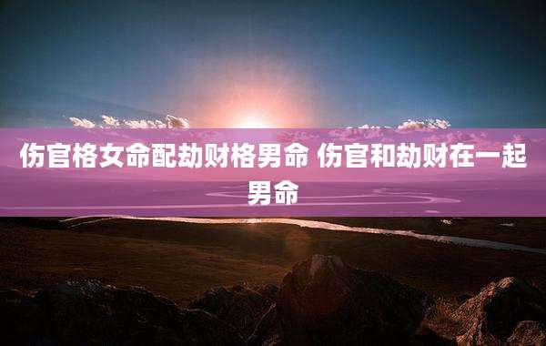 伤官格女命配劫财格男命 伤官和劫财在一起男命