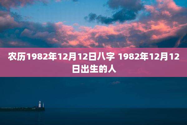 农历1982年12月12日八字 1982年12月12日出生的人