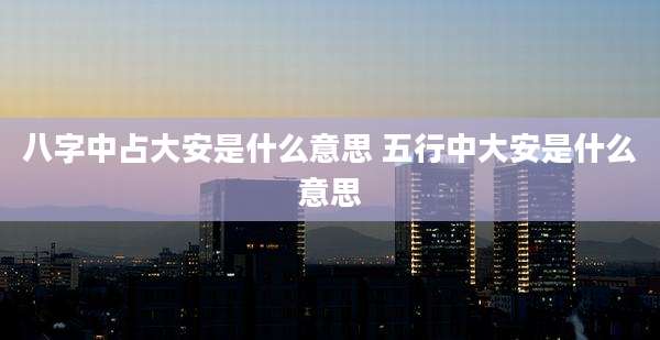 八字中占大安是什么意思 五行中大安是什么意思