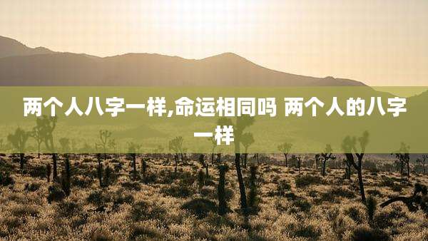 两个人八字一样,命运相同吗 两个人的八字一样