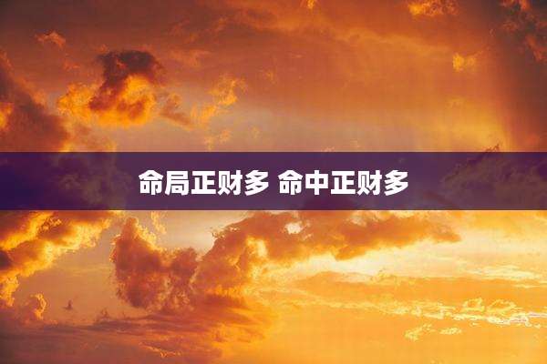 命局正财多 命中正财多