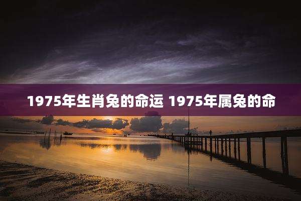 1975年生肖兔的命运 1975年属兔的命