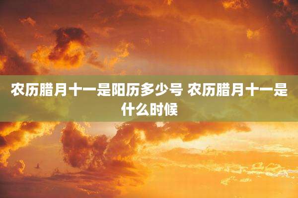 农历腊月十一是阳历多少号 农历腊月十一是什么时候