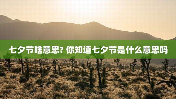 七夕节啥意思? 你知道七夕节是什么意思吗