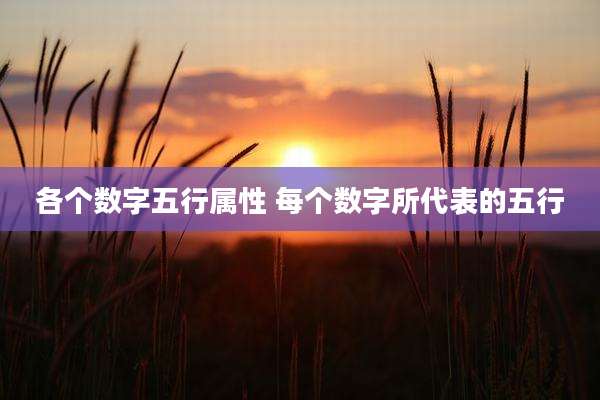 各个数字五行属性 每个数字所代表的五行
