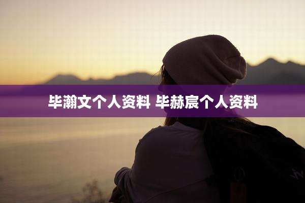 毕瀚文个人资料 毕赫宸个人资料