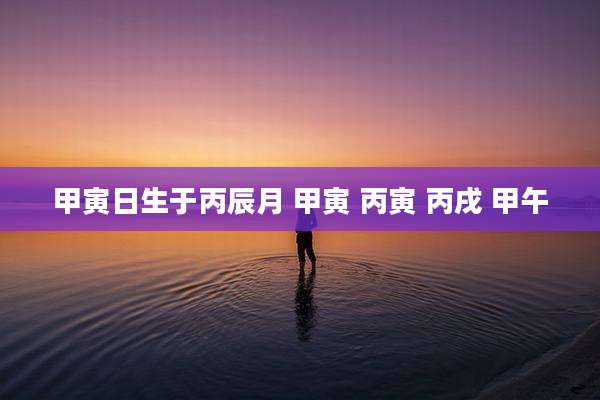 甲寅日生于丙辰月 甲寅 丙寅 丙戌 甲午