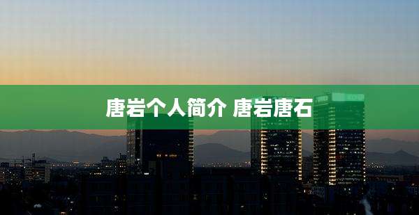唐岩个人简介 唐岩唐石