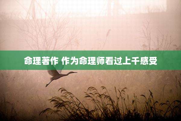 命理著作 作为命理师看过上千感受