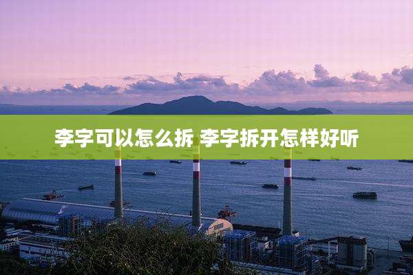 李字可以怎么拆 李字拆开怎样好听
