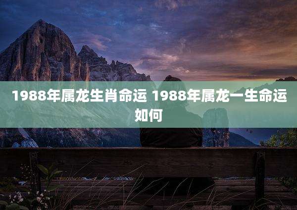 1988年属龙生肖命运 1988年属龙一生命运如何