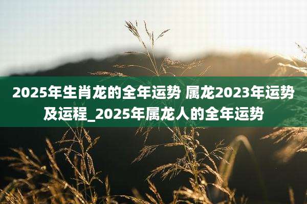 2025年生肖龙的全年运势 属龙2023年运势及运程_2025年属龙人的全年运势