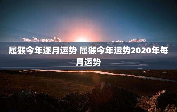 属猴今年逐月运势 属猴今年运势2020年每月运势