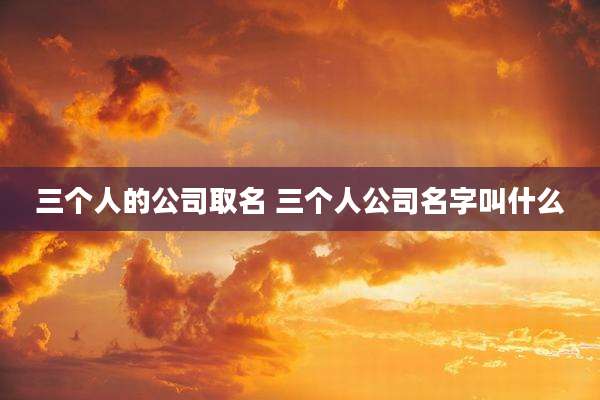 三个人的公司取名 三个人公司名字叫什么