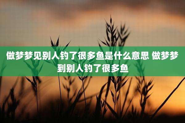 做梦梦见别人钓了很多鱼是什么意思 做梦梦到别人钓了很多鱼