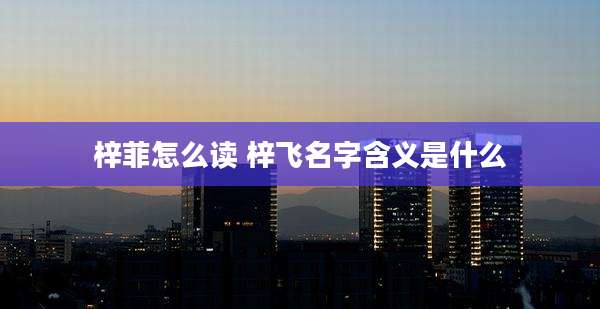 梓菲怎么读 梓飞名字含义是什么